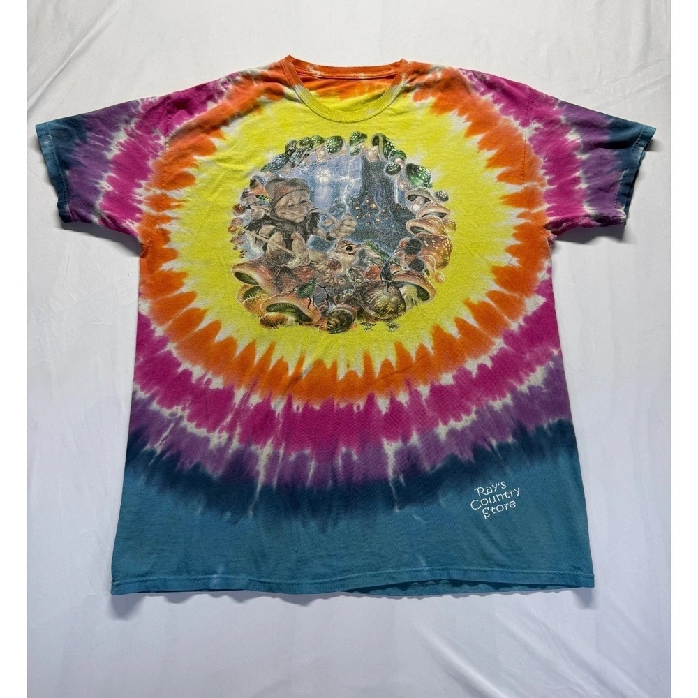 Liquid Blue T Shirt Mens 2XL Multicolor Tie Dye Mushroom Elf Ray's Country Store